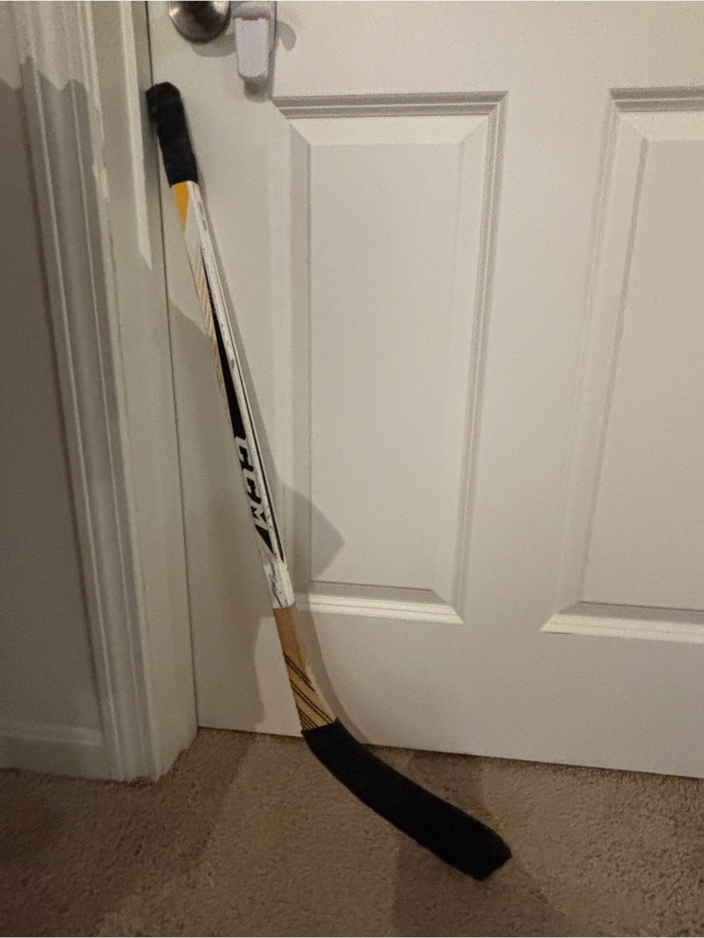 CCM Hockey Stick in White, Gold, and Black